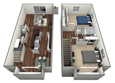 Floor plan for 2 beds, 1 bath, 1000 sqft